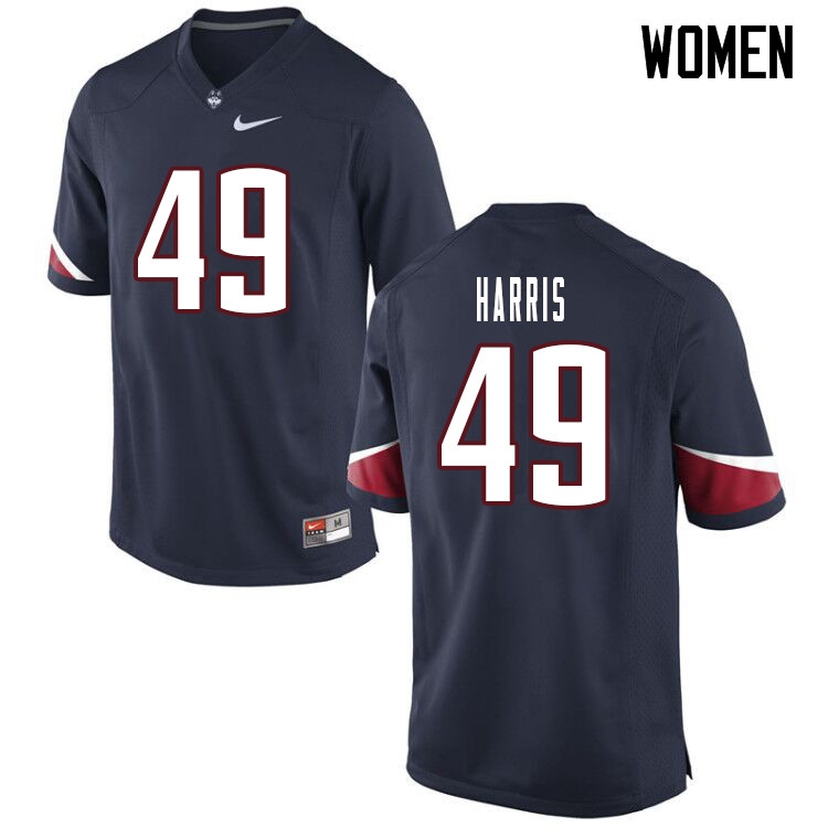 Women #49 Clayton Harris Uconn Huskies College Football Jerseys Sale-Navy - Click Image to Close
